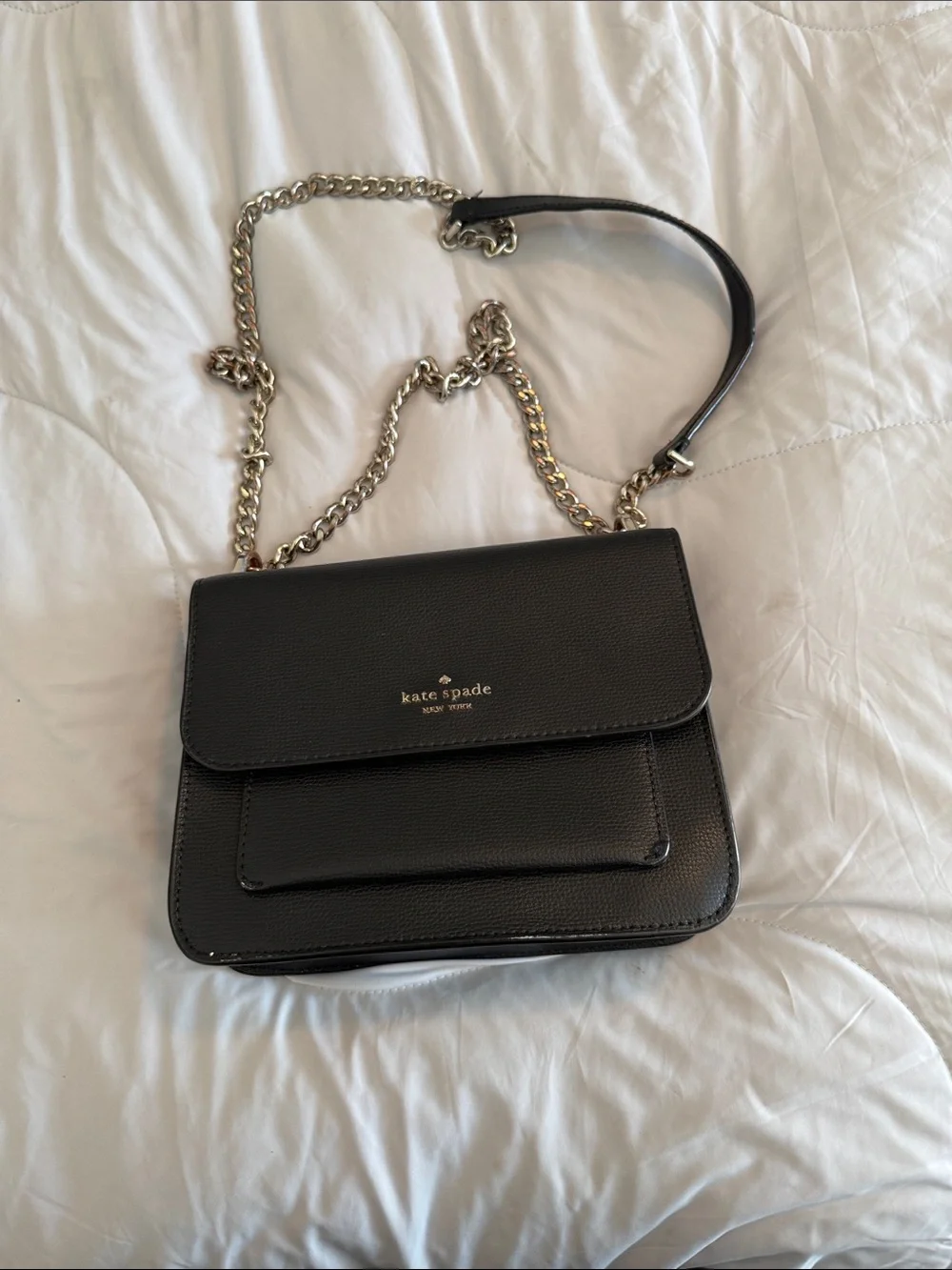 kate spade Black Leather Chain-Strap Crossbody